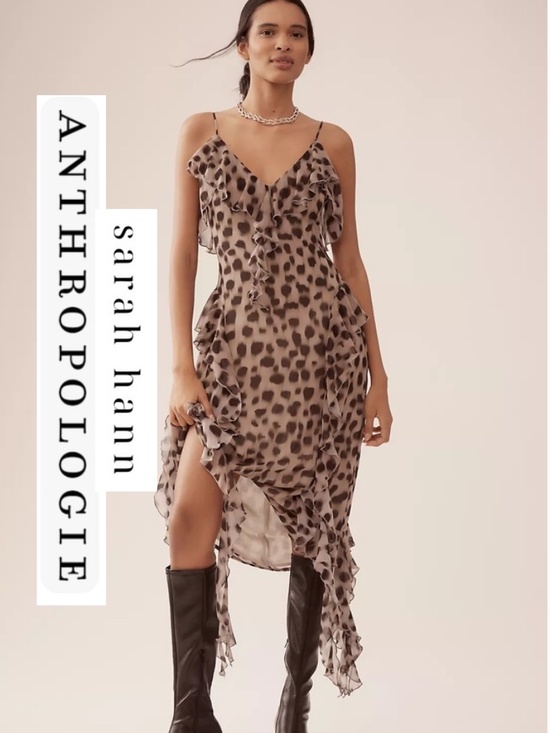 Sarah Hann for Anthropologie Dresses & Skirts - Sarah Hann by Anthropologie animal sheer ruffle dress,